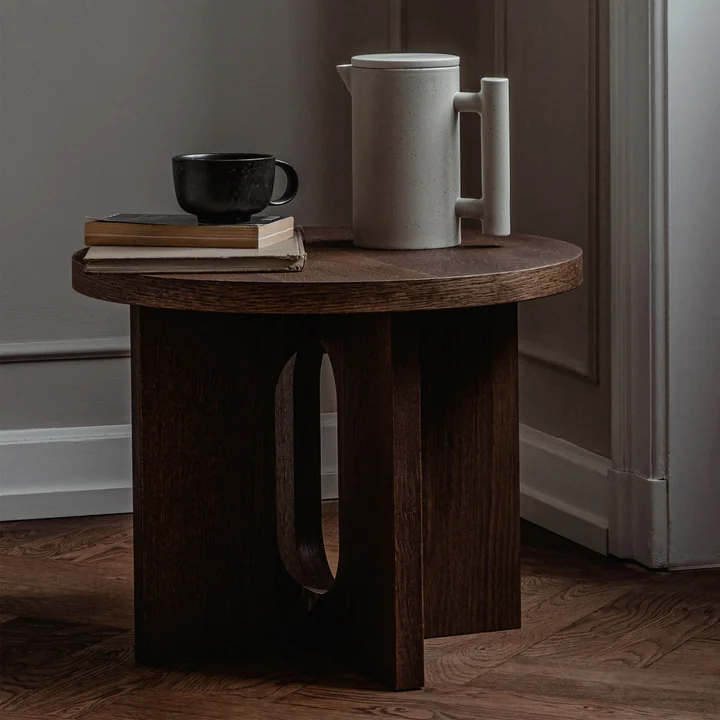 Audo - Androgyne Beistelltisch Base, Ø 40 cm, Stahl gebürstet