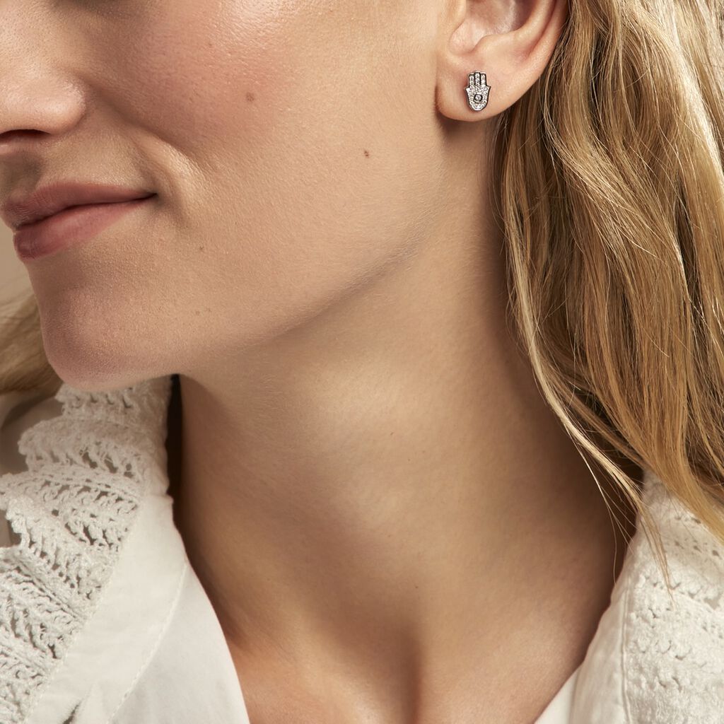 Boucles D'oreilles Puces Amat Argent Blanc Oxyde De Zirconium