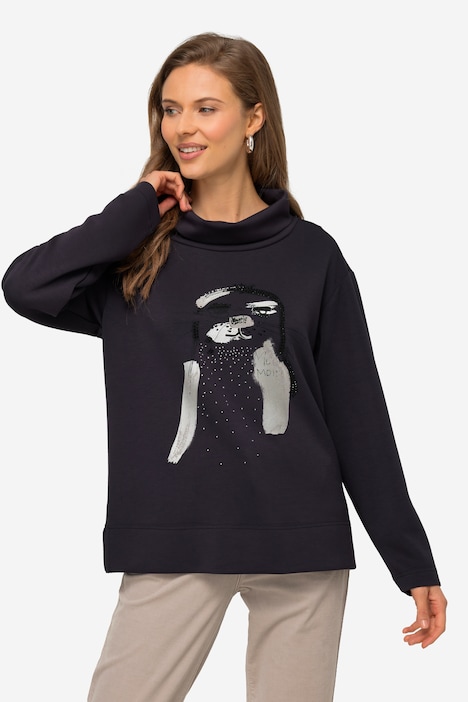 Sweatshirt, Robben-Motiv, Rollkragen, Langarm