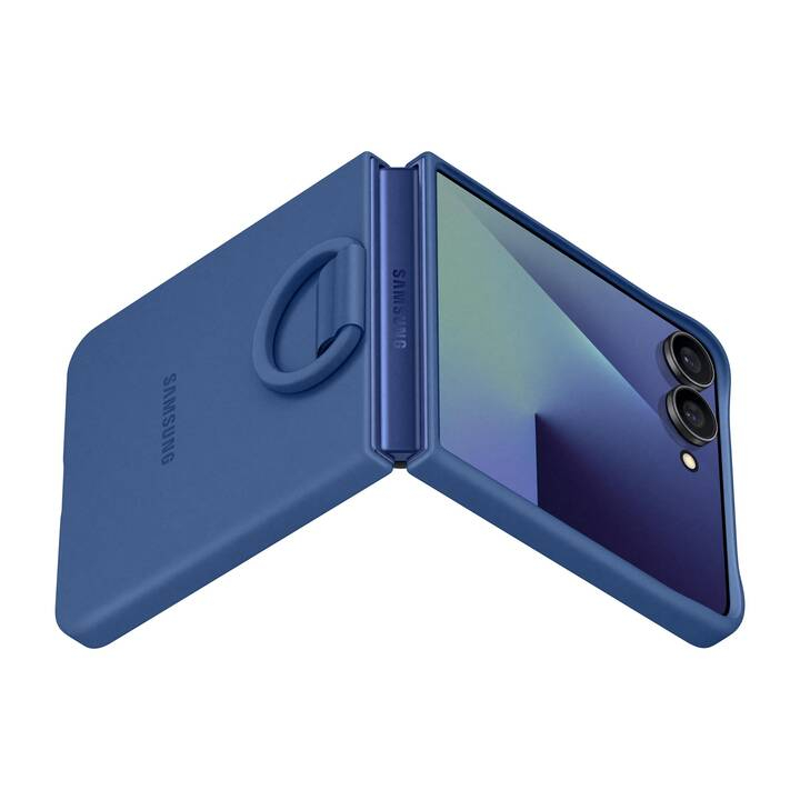 Galaxy Z Flip7 Silikon Cover Hülle mit Ring (EF-PF766TNEGWW) - Blau