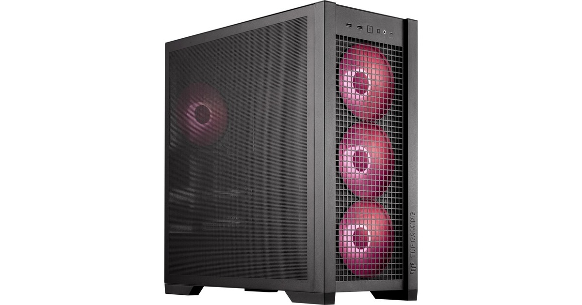 ASUSTUF Gaming GT302 ARGB midi tower behuizing  (Zwart | 2x USB-A | 1x USB-C | RGB | Tempered Glass)
