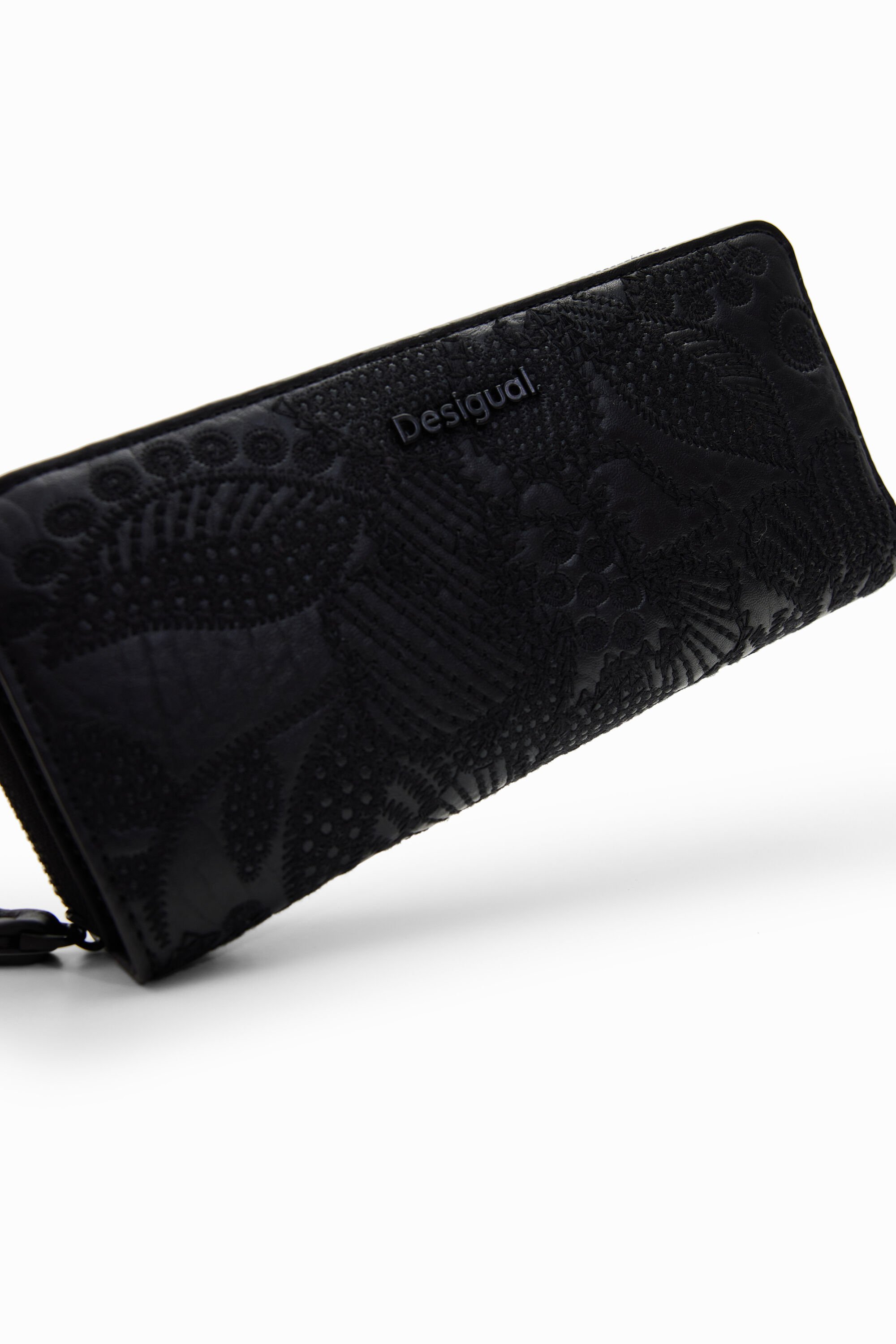 Grand portefeuille broderie fleurs