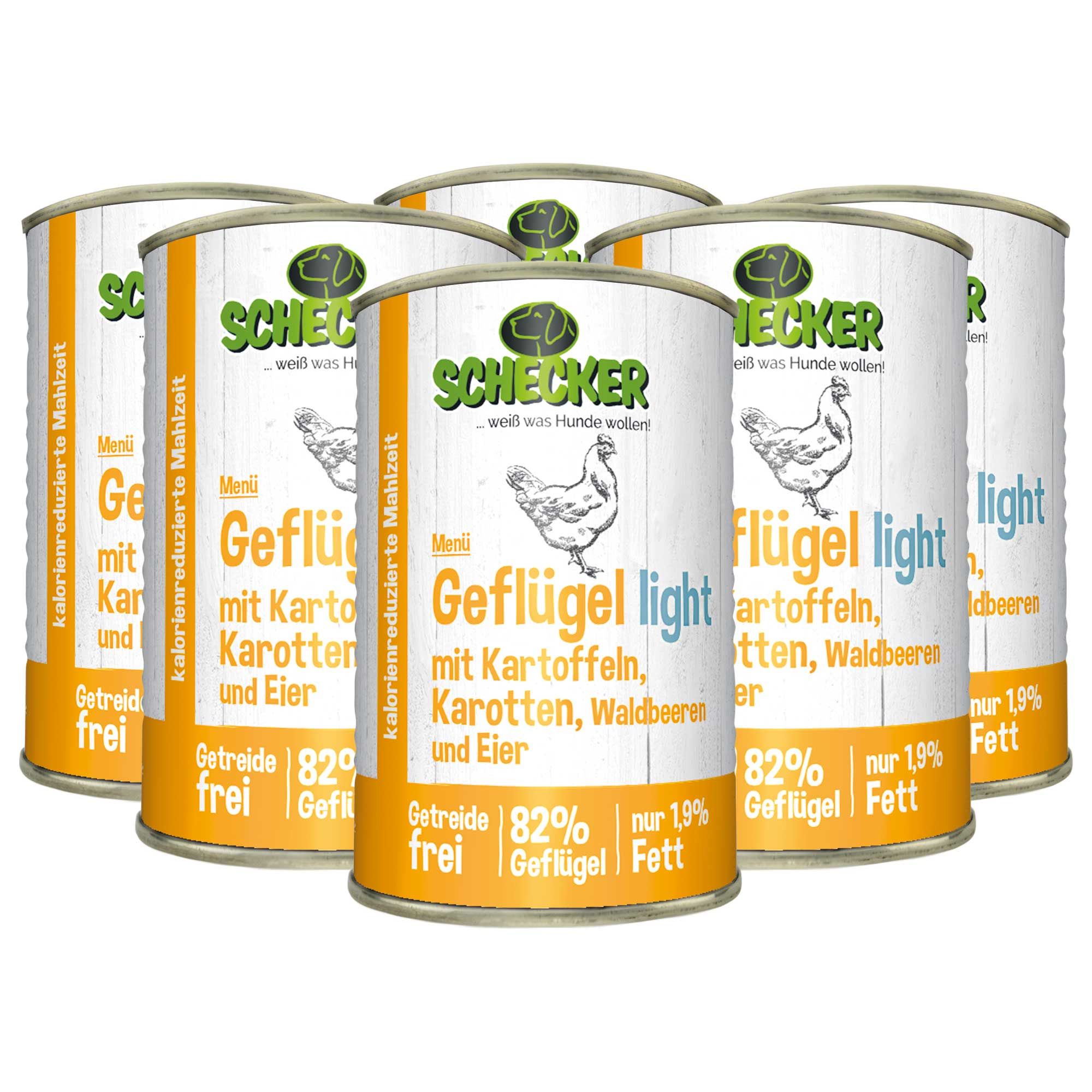 Schecker Fleischtopf Menü - light Diätfutter für Hunde - Nassfutter