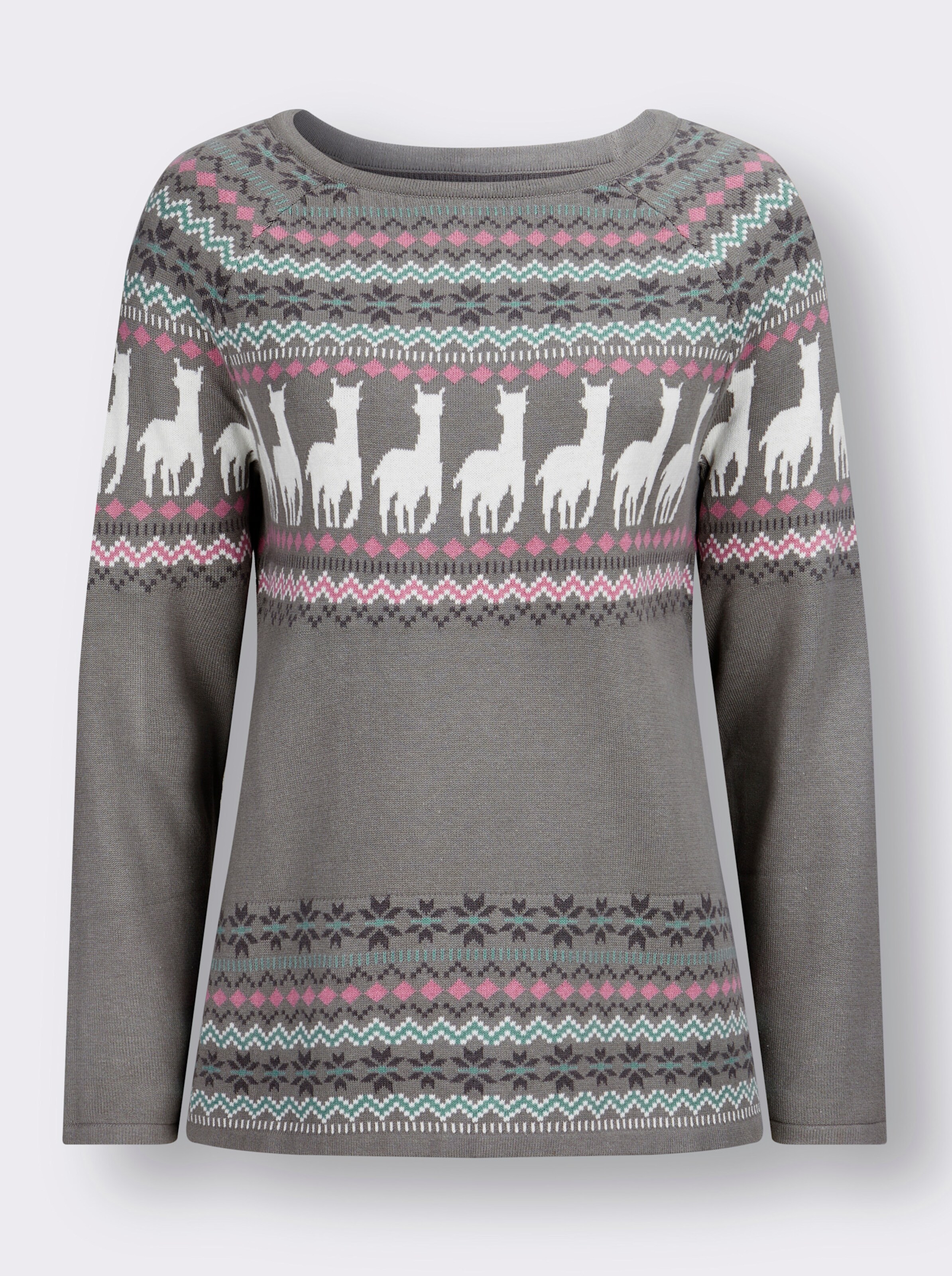 Norwegerpullover mit Alpaka-Motiven