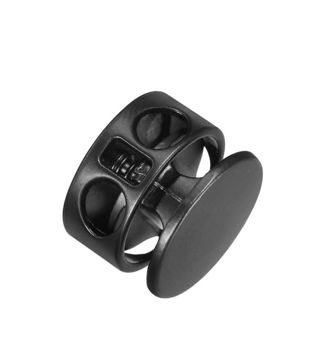 (10er Set) Ø14mm Metall Ersatz Kordel Stopper Mercerie Zubehör Doppelloch Federklemme für Kordelzug / Kleidung / Tasche - Schwarz