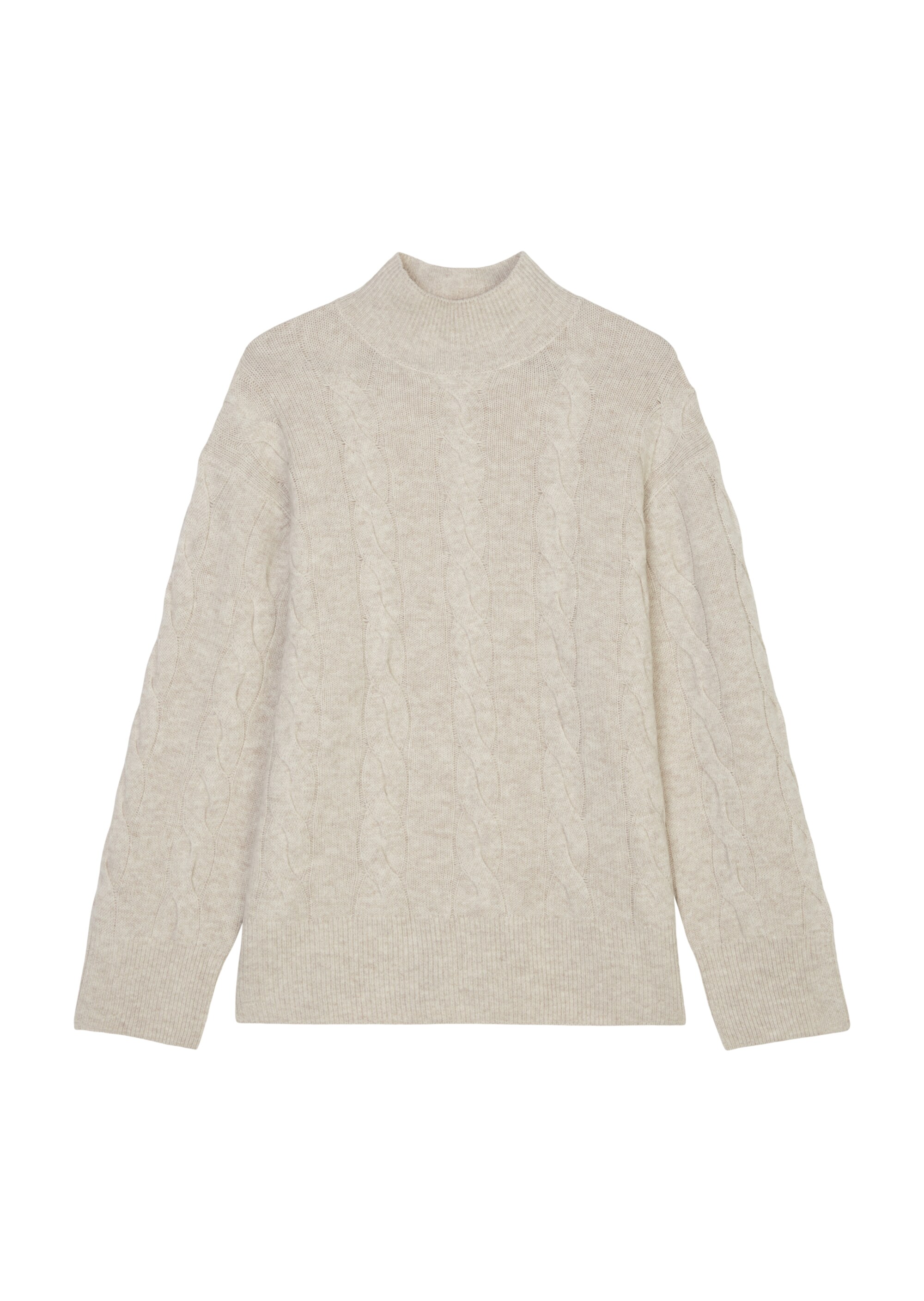 Zopfmuster-Pullover oversize aus Schurwolle-Kaschmirwolle-Mix