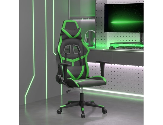 VIDAXL - Fauteuil de bureau Chaise de jeu noir et vert similicuir