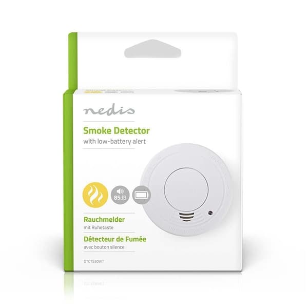 Nedis Røykvarsler | Batteri drevet | batteritid opp til: 1 år | EN 14604 | Med pause knapp | Med test knapp | 85 dB | ABS | Hvit
