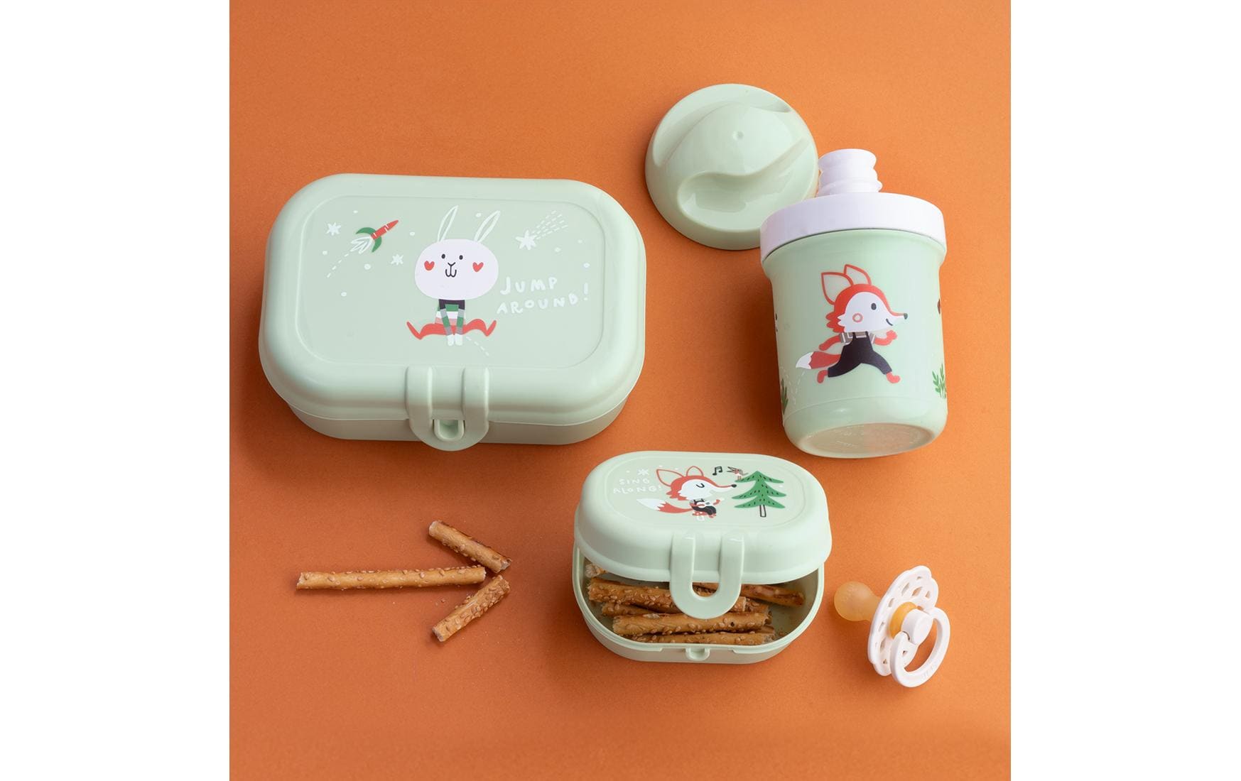 Lunchboxset HOP ON TO GO pistachio3-teiliges Kinder-Lunchboxset