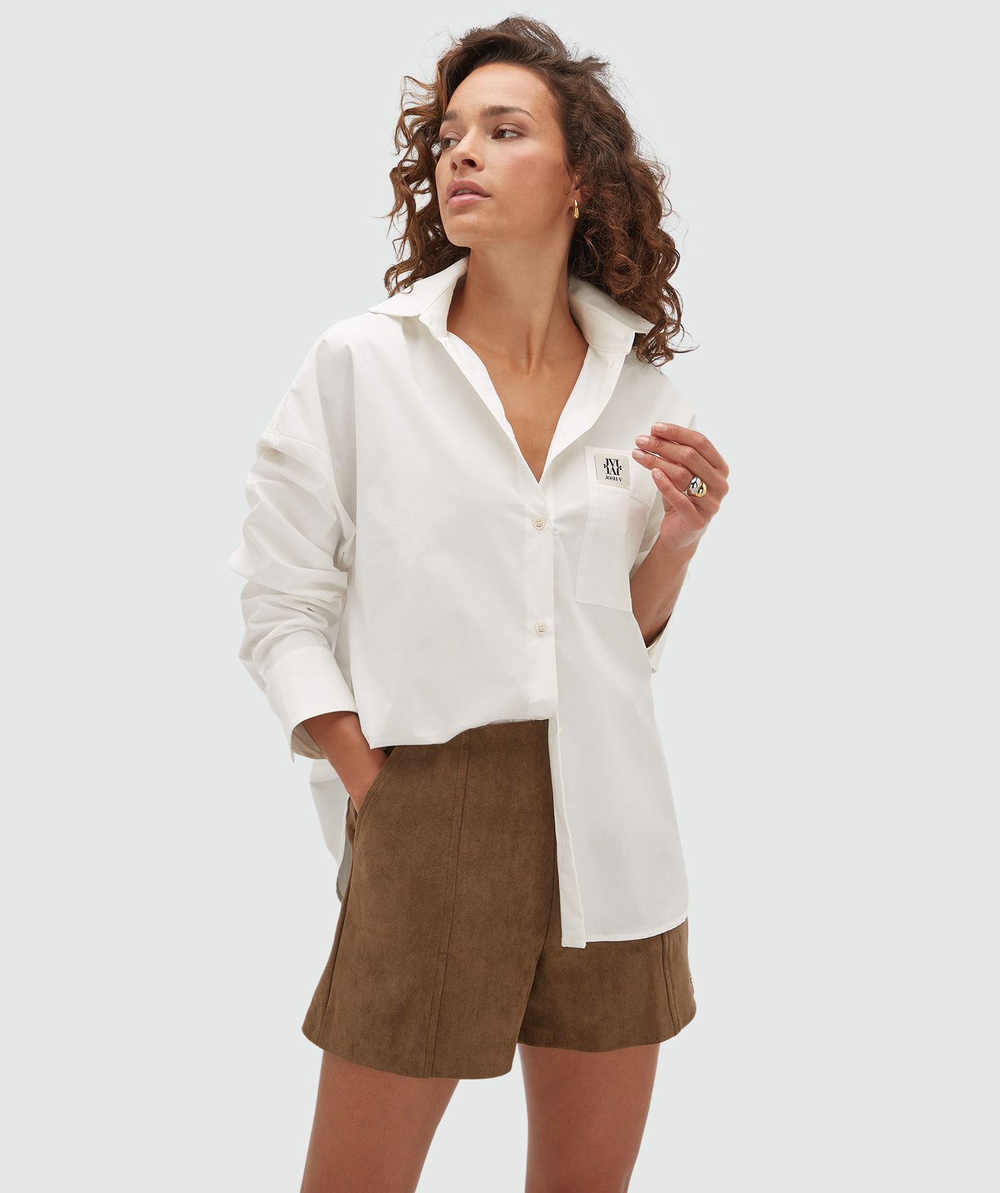 JV-BERDINA oversized blouse met logo - off white