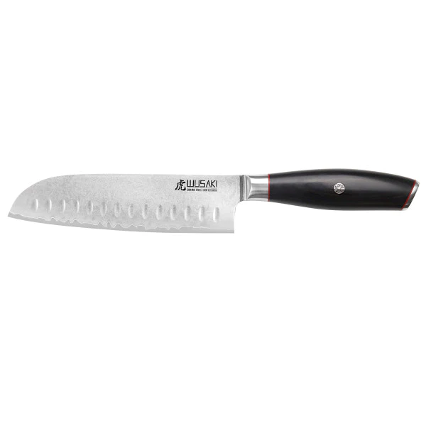 Couteau modèle santoku Wusaki Fujiko Black 18cm manche en pakka Wusaki