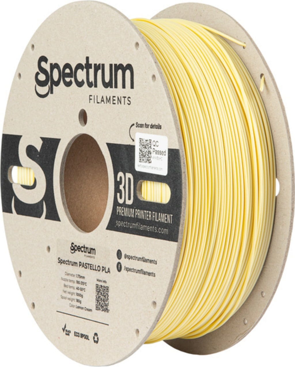 Spectrum  Pastello PLA Lemon Cream, 1,75 mm / 1000 g    Pastellfarbenes PLA in Lemon Cream