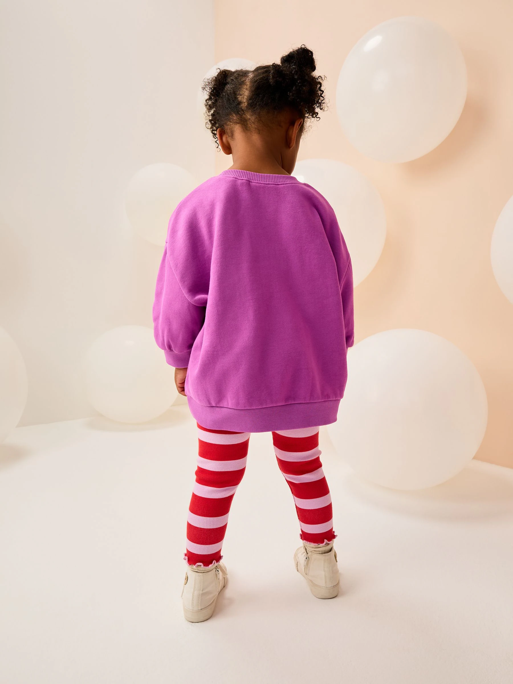 Paars piepend rendier Kerstmis - Set met sweatshirt en legging (3 mnd-7 jr)
