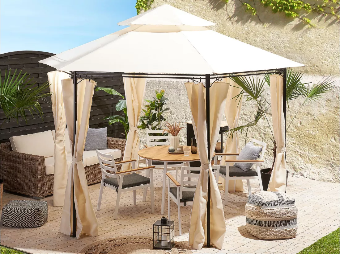 Tonnelle de jardin PORTEL Métal 350 cm 350 cm Beige