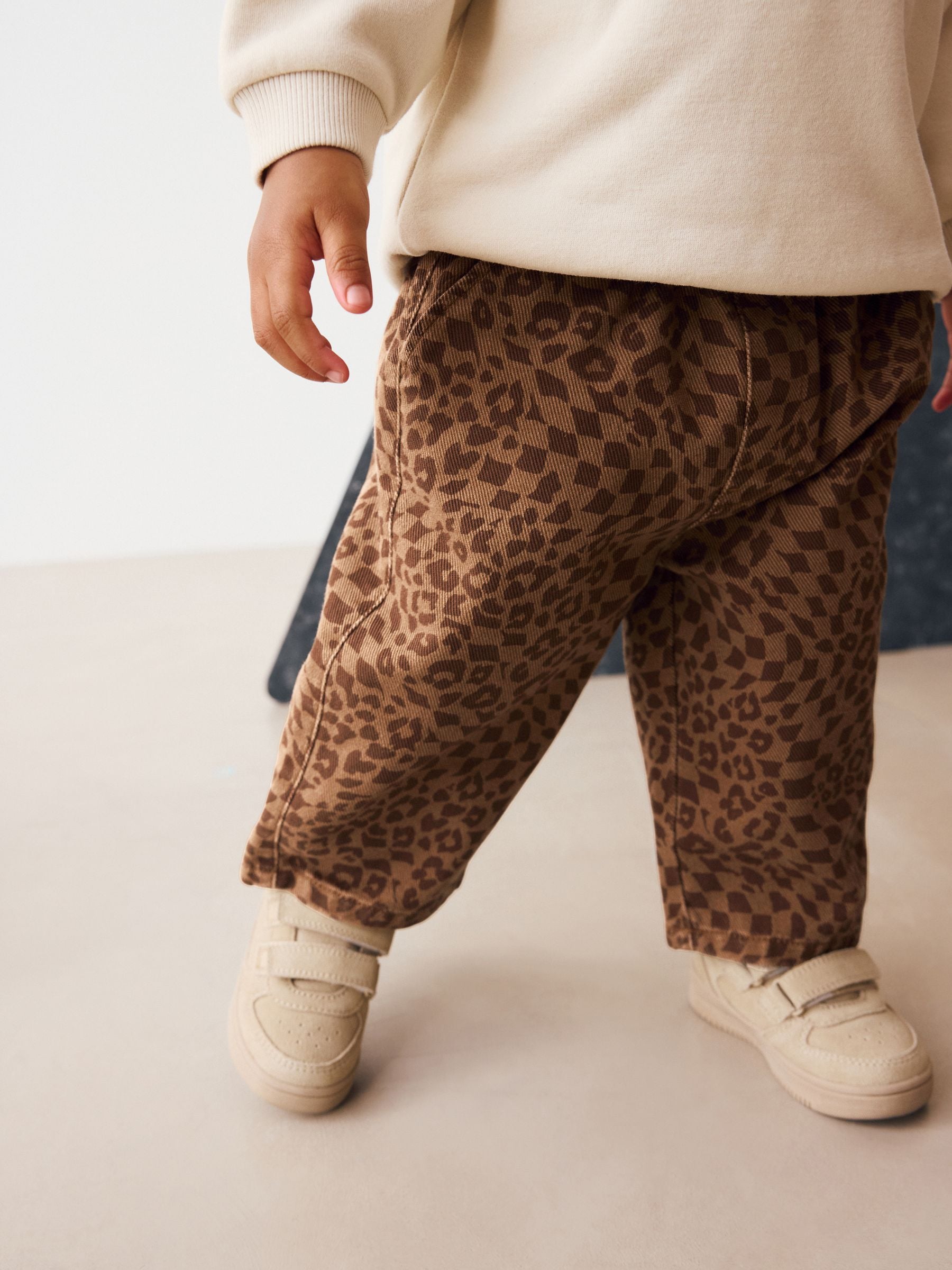 Bruine luipaardprint - Wijde broek met elastische taille (3mnd-7jr)