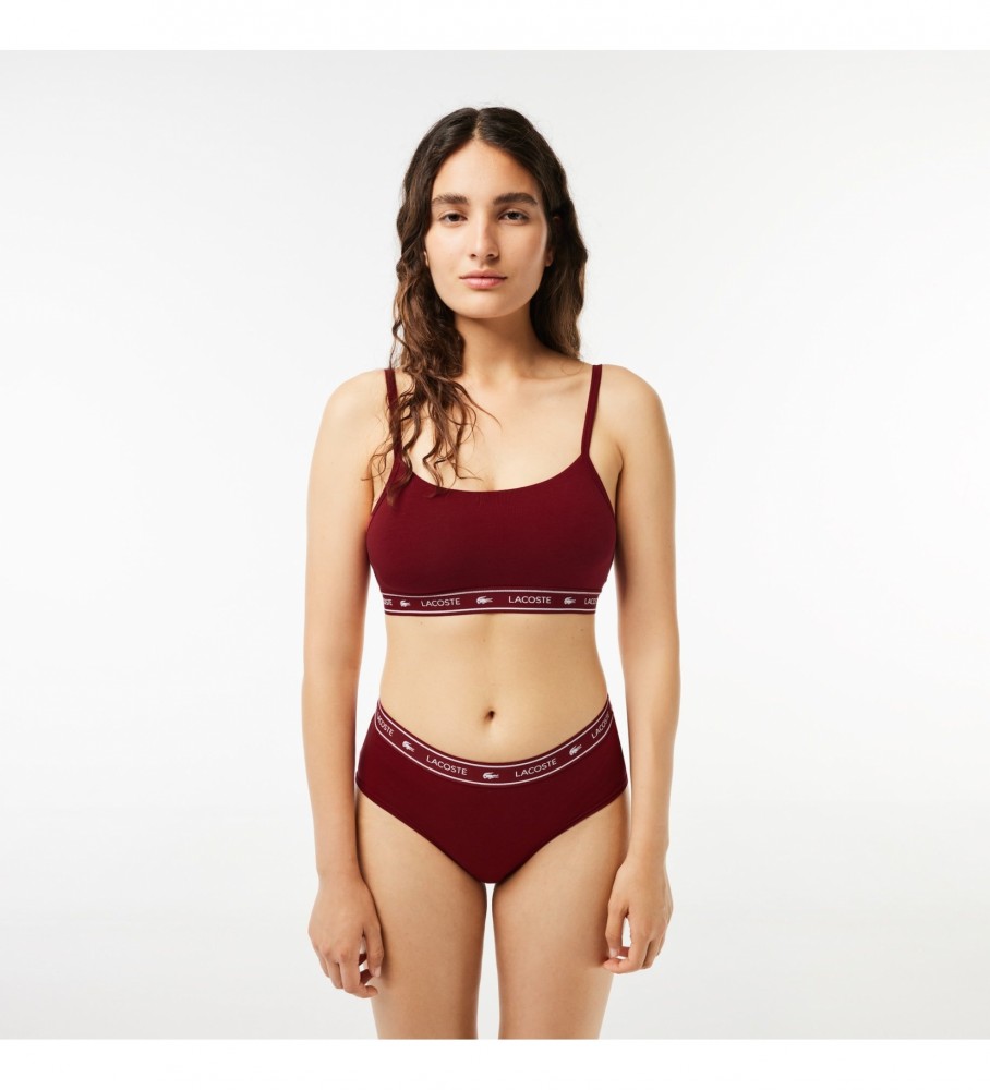 Sutiã Lacoste Bralette Bandeau com Logo Borgonha