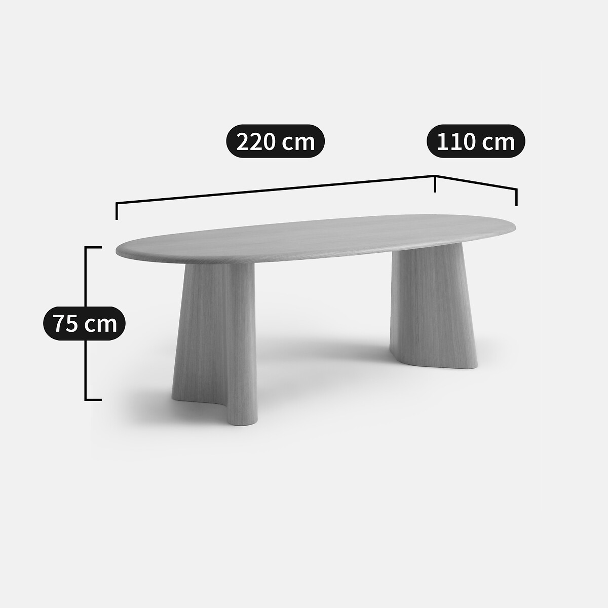 LA REDOUTE INTERIEURS<br>Mesa em folheado de carvalho, 6 a 8 talheres, William