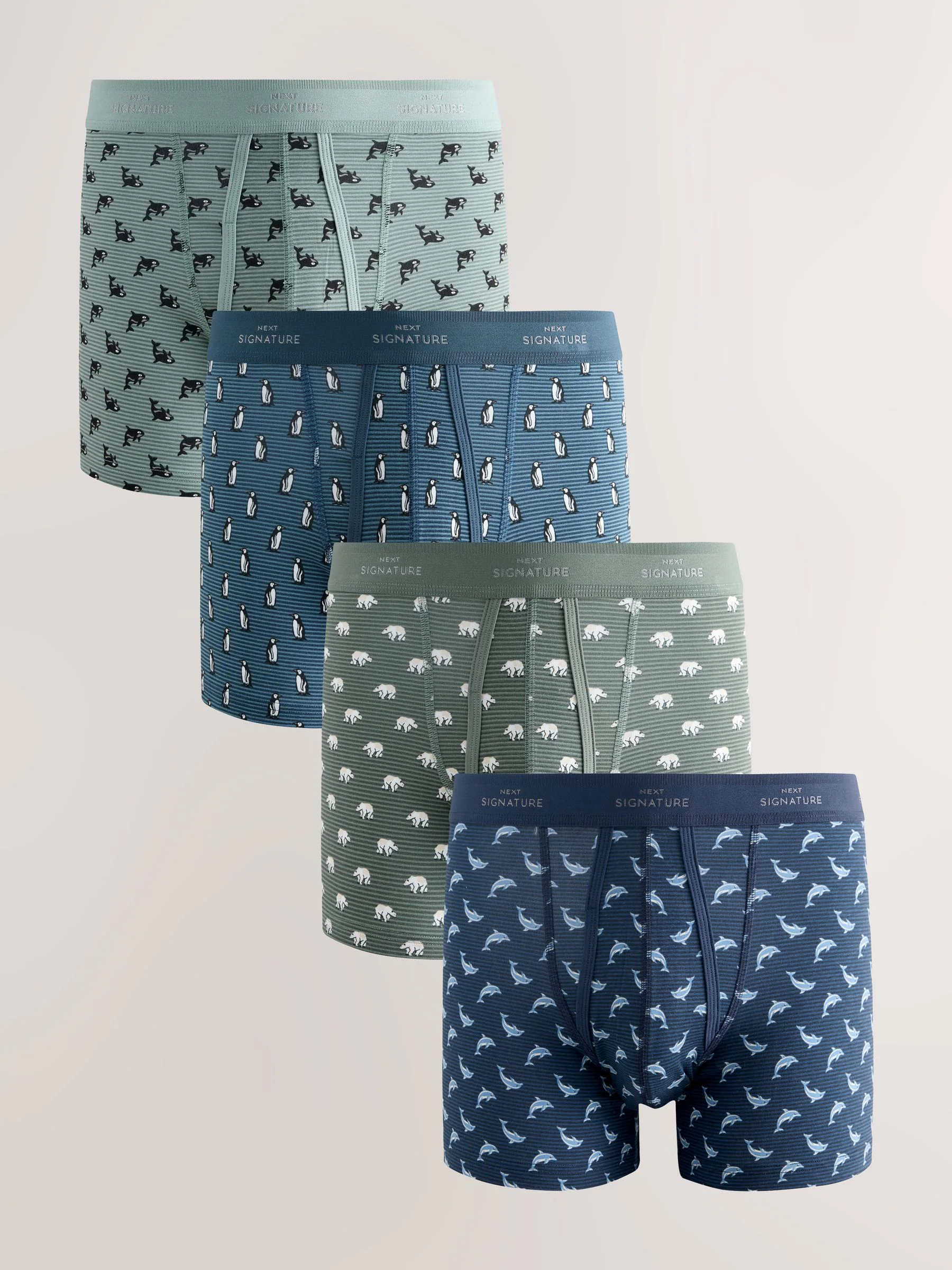 Blauw Animal patroon voor de winter - Verpakking van 4 - Signature boxershorts