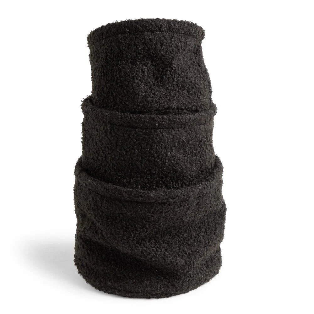 Lot de 3 panières en laine bouclée noir
