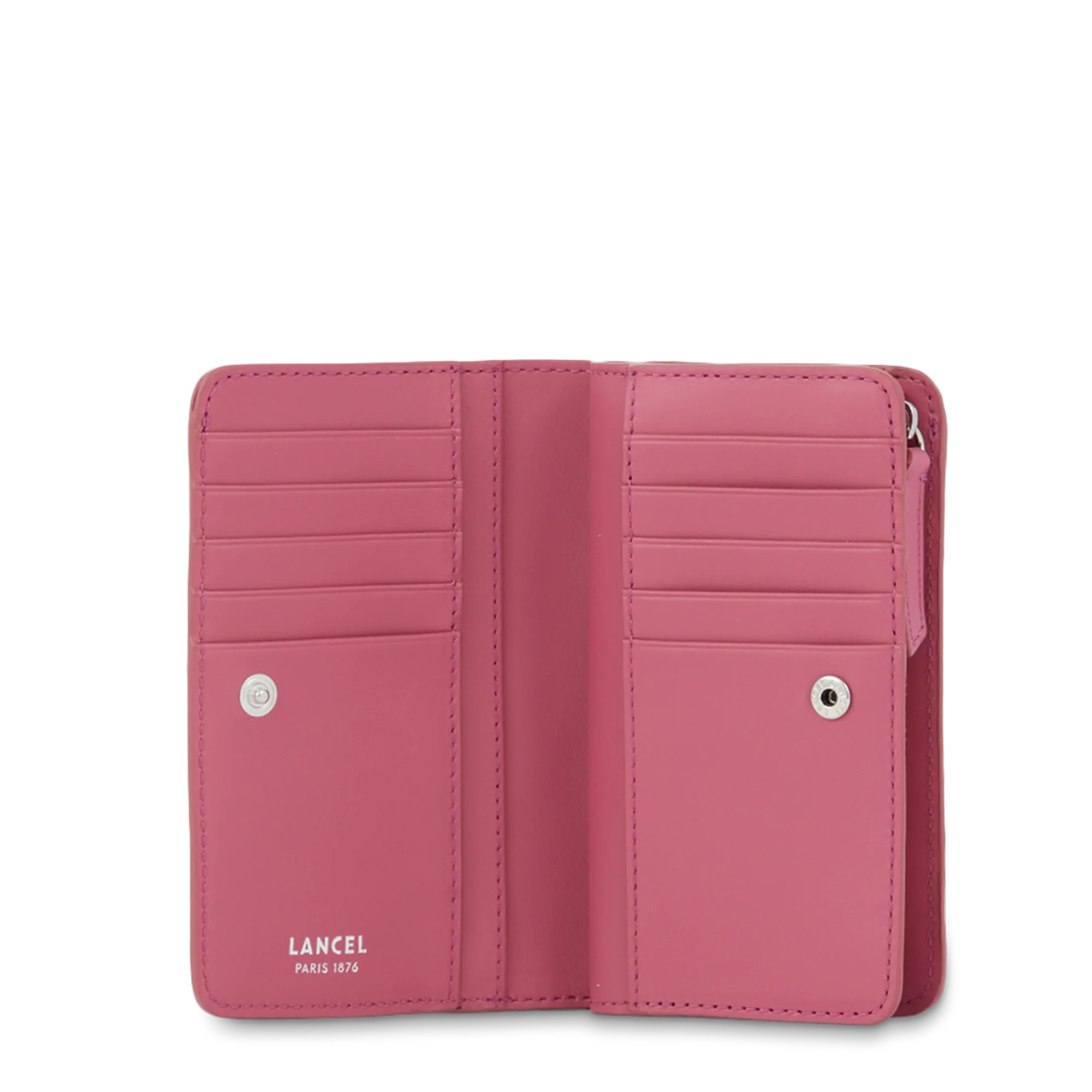 Portefeuille rectangulaire compact zippé Rodeo de Lancel-Cerise