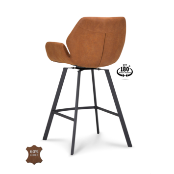 Barkruk Weston Bull camel bruin leer met armleuning