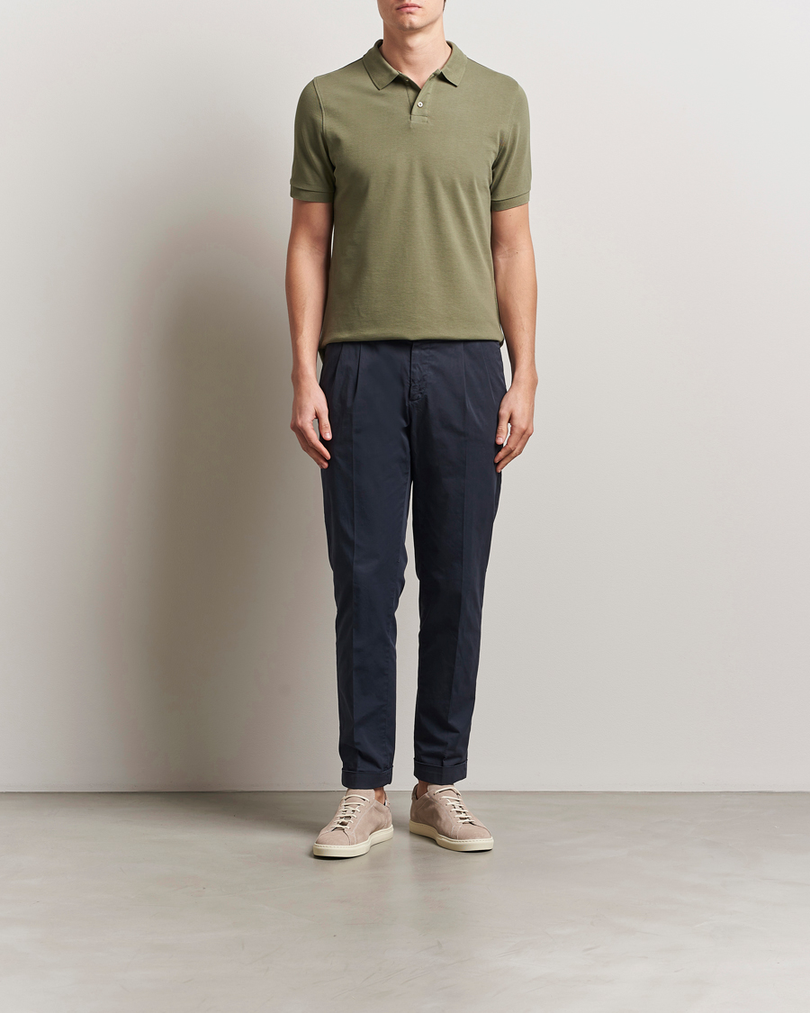 Stenströms Organic Cotton Piquet Polo Shirt Olive