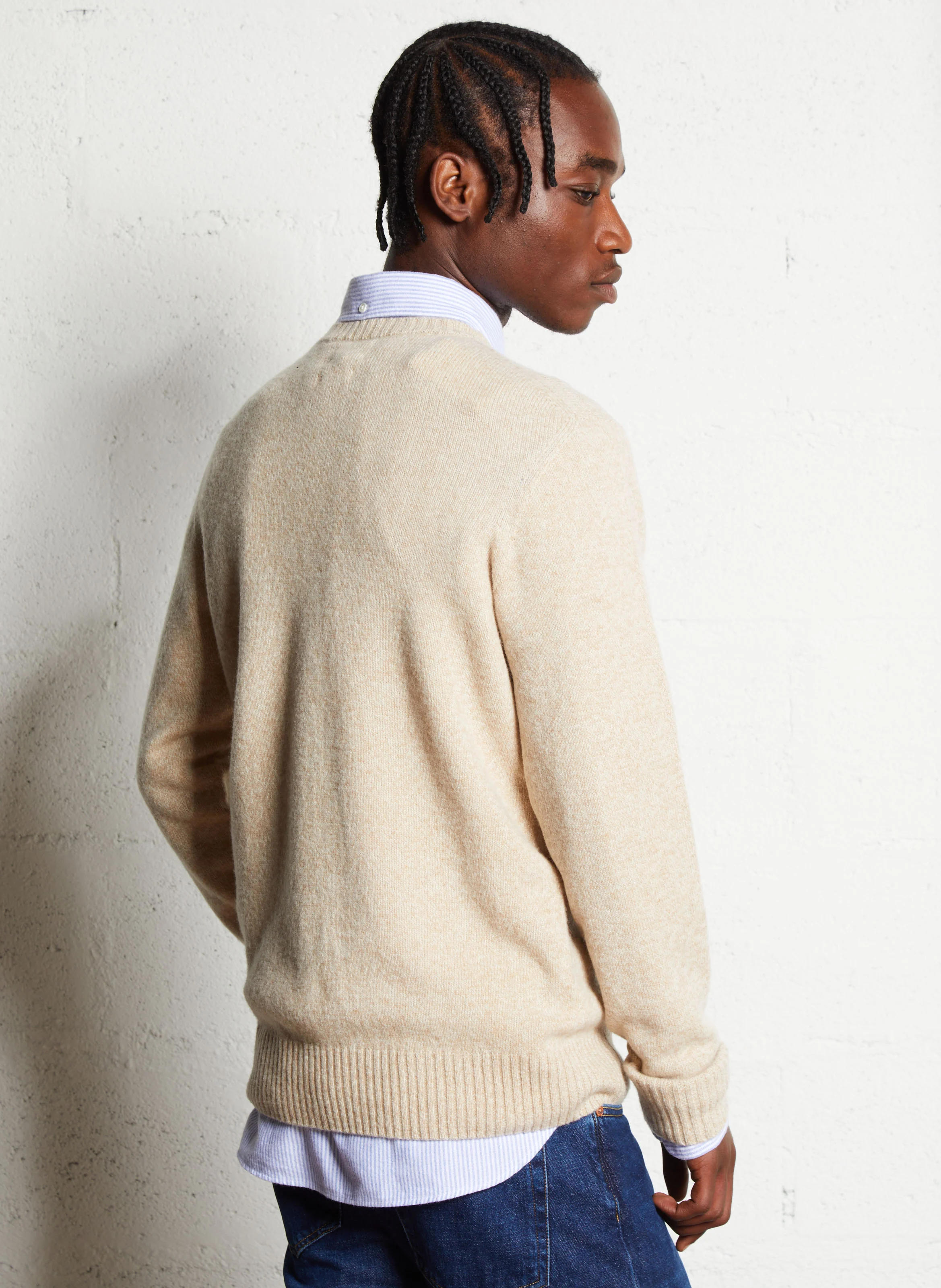 Pull col rond droit en laine | Beige