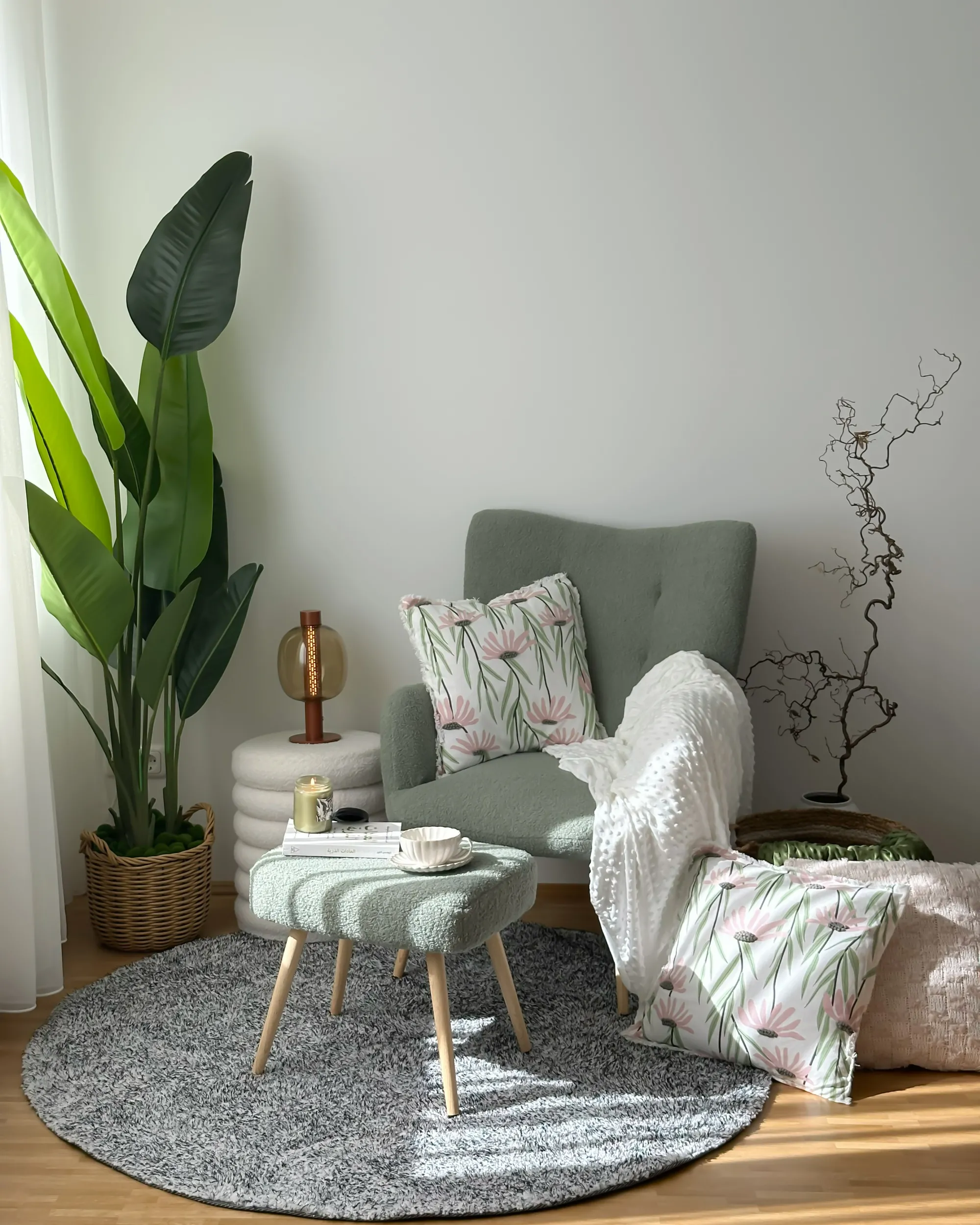 Hoogpoligvloerkleed DEMRE Grijs ø 140 cm
