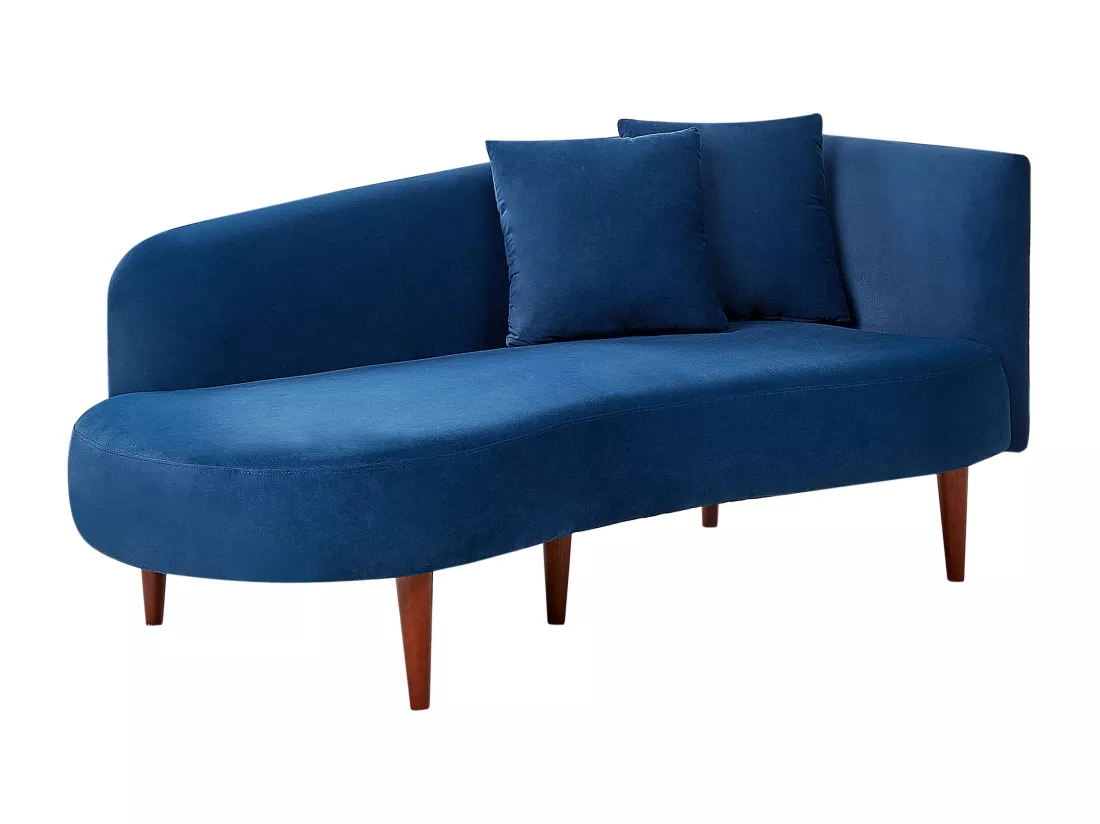 Chaise longue côté droit en velours bleu CHAUMONT