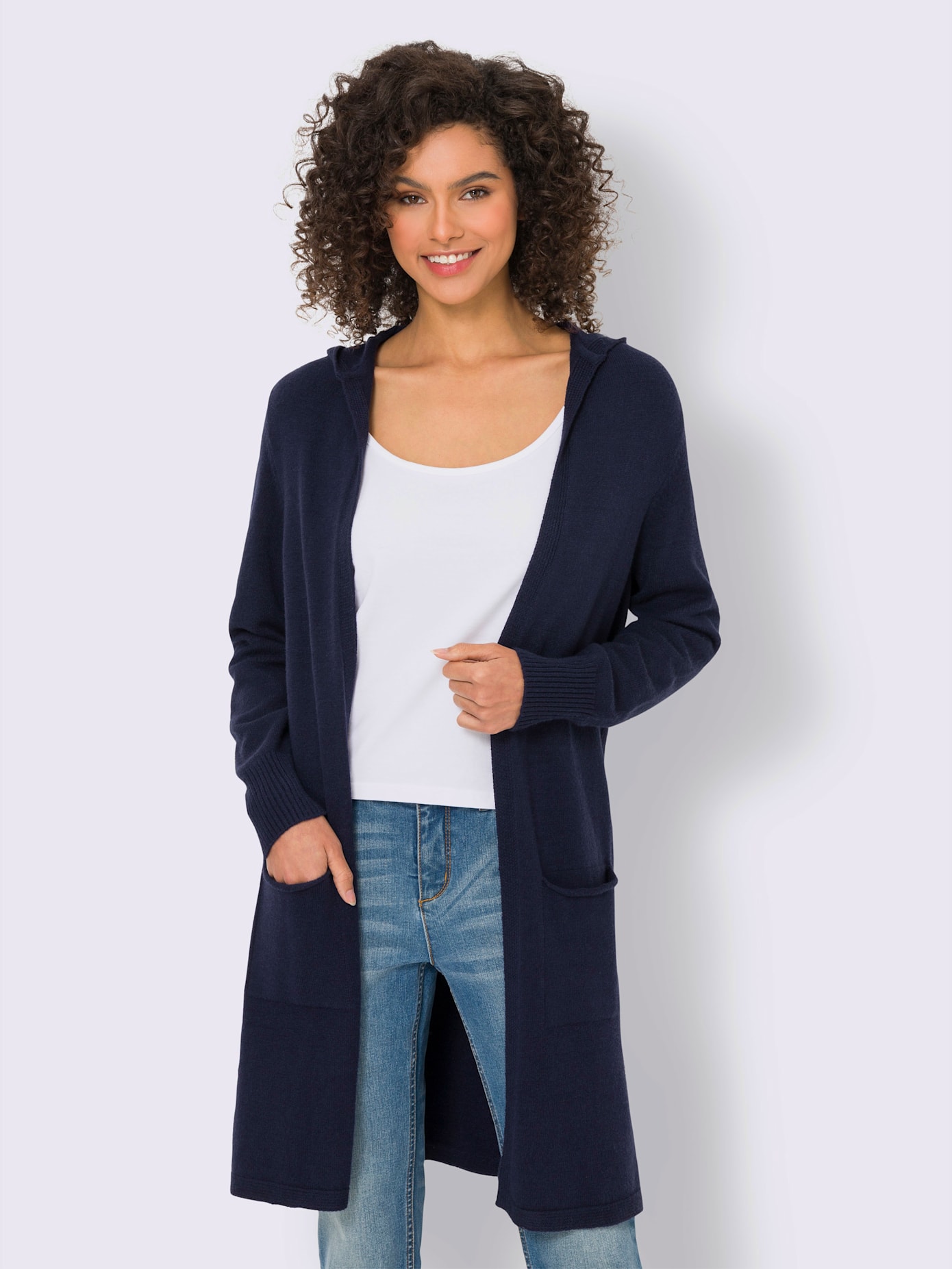 Veste longue en tricot style cardigan
