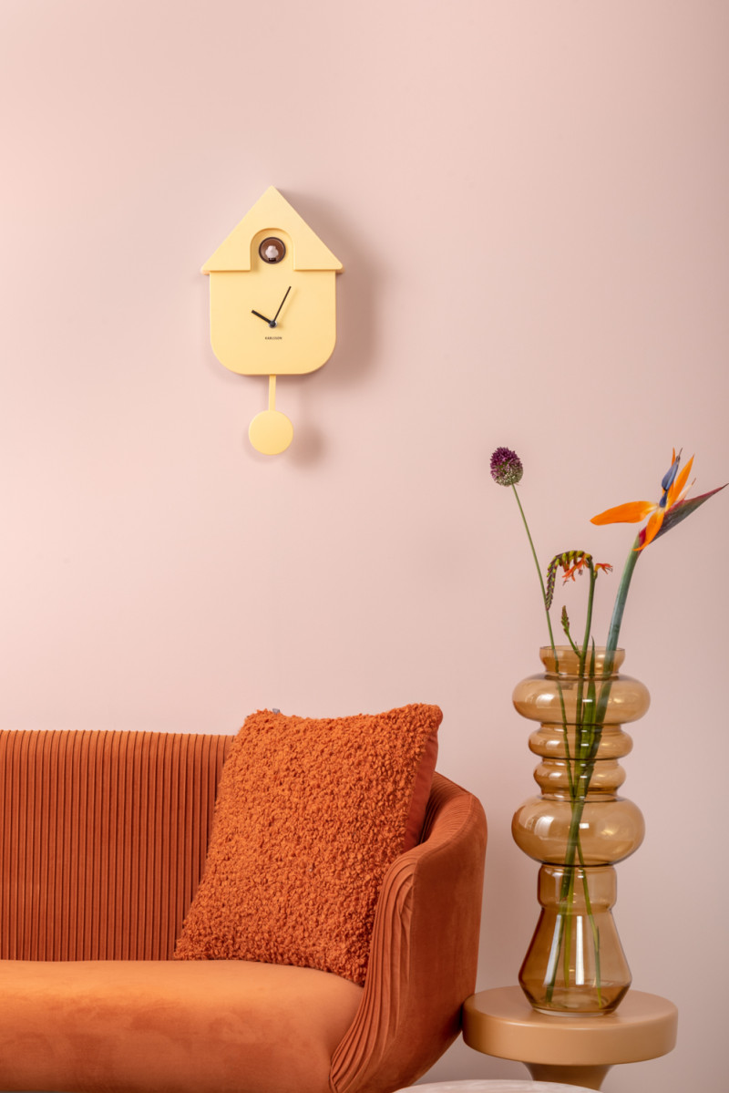 Wall Clock Modern Cuckoo KA5768TB Turquoise blue