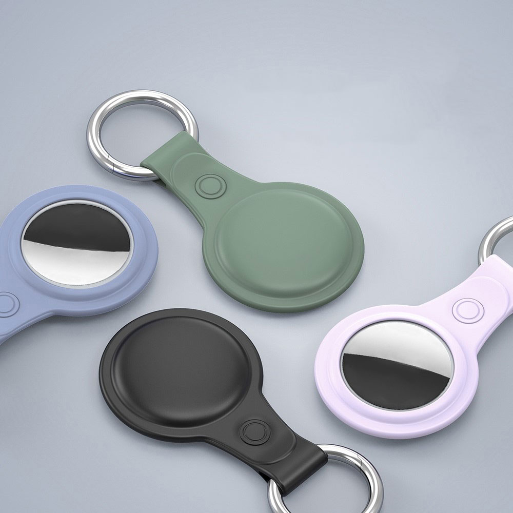 (4er Set) Apple AirTag Anhänger Silikon Case Hülle Schlüsselanhänger mit Schlüsselring