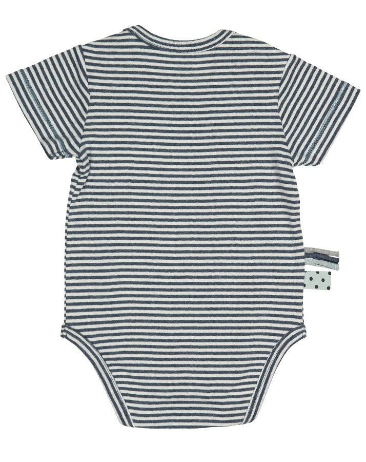 Kurzarm-Body AYLIN gestreift in indigo melange