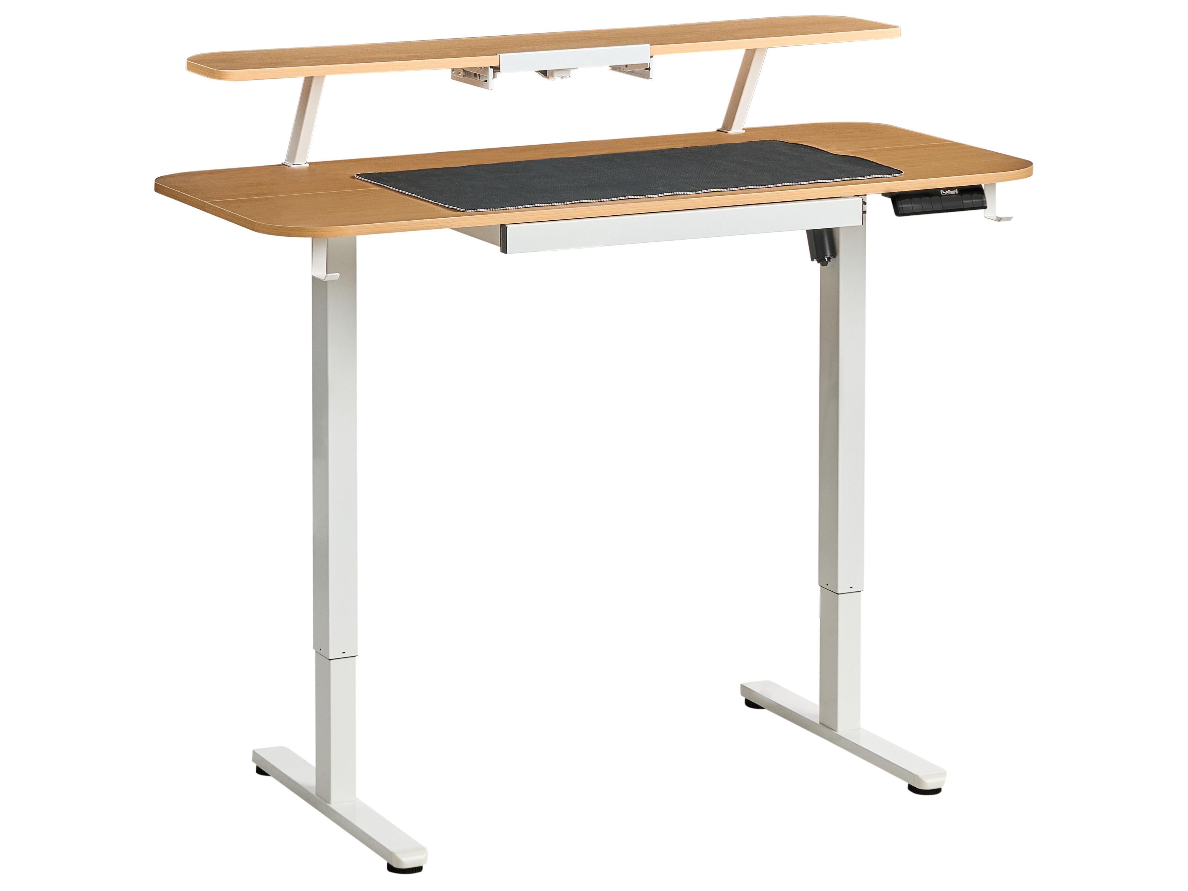 Elektrisch verstelbaar sta-bureau WILBANKS Lichtbruin/wit 120 cm 60 cm met USB-poort