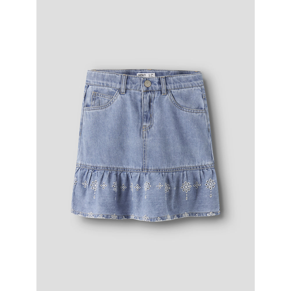 Køb Name It Light Blue Denim Anglaise Nkfhallie Dnm Anglaise Nederdel 1026-Ov H