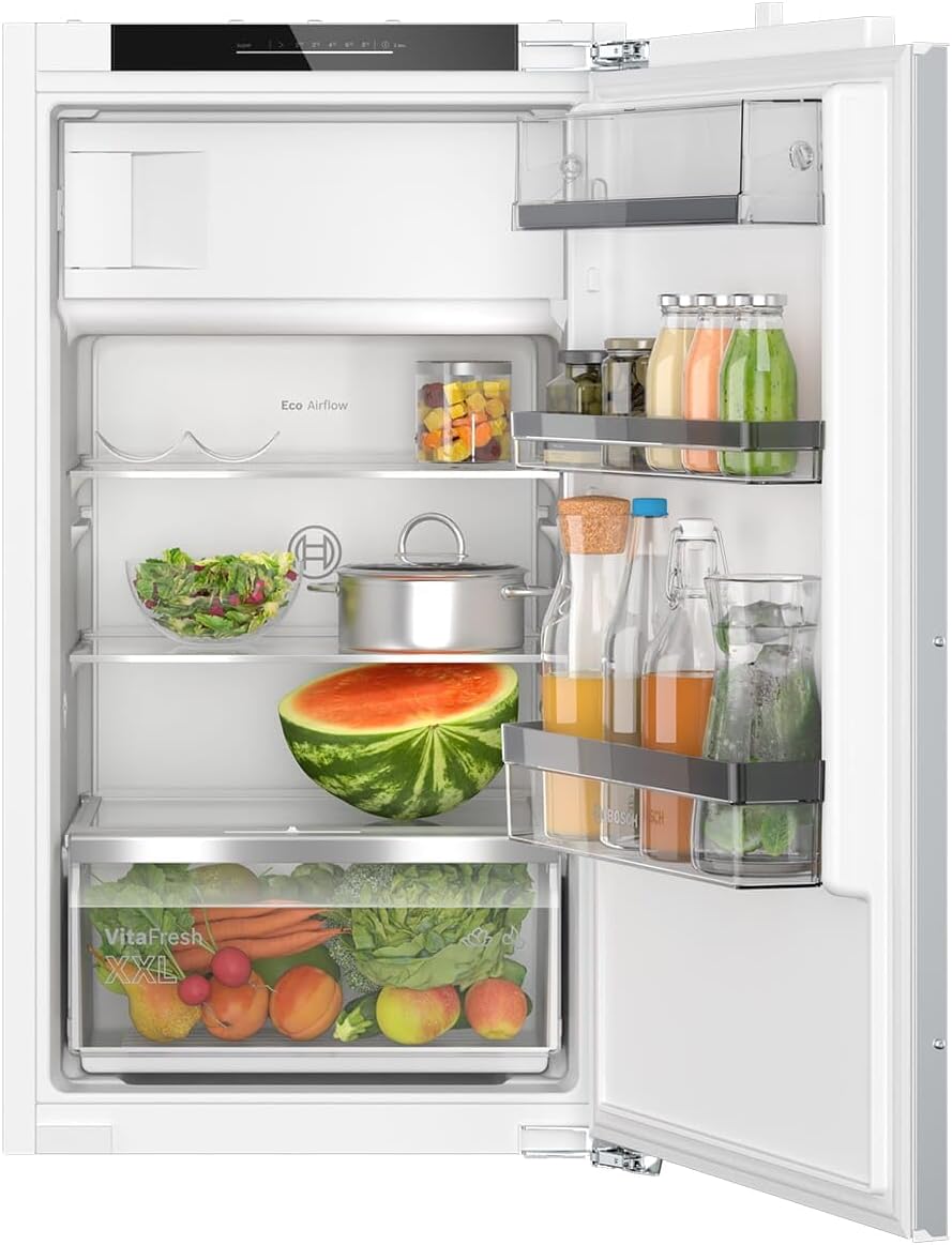 Bosch KIL32ADD1 Serie 6 Einbau-Kühlschrank mit Gefrierfach, 102,5 x 56 cm Nische, 132 L Kühlen & 15L Gefrieren, VitaFresh XXL, Hochstabile Türeinsätze, Eco Airflow, LED-Beleuchtung