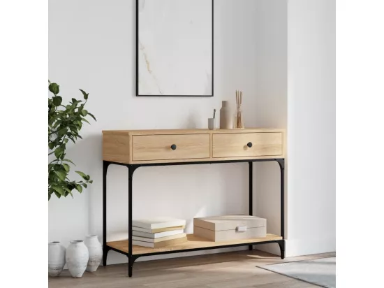 Table console chêne sonoma 100x34,5x75 cm bois d'ingénierie