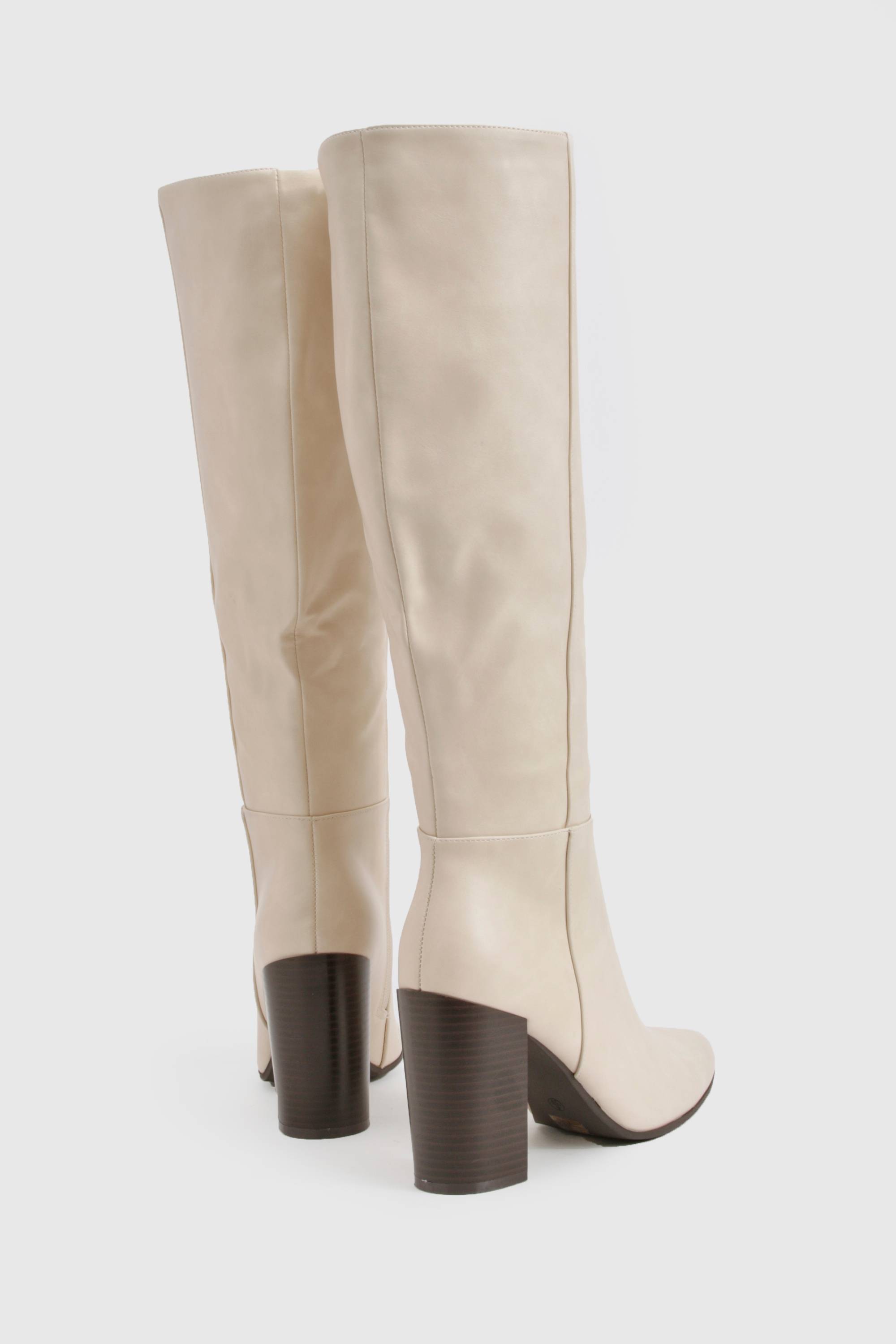 boohoo Bottes montantes jusqu'au genou à talon empilé Column