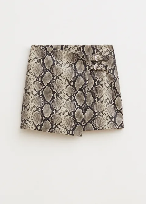 Imitatieleren skort met gesp zand (ZAND)