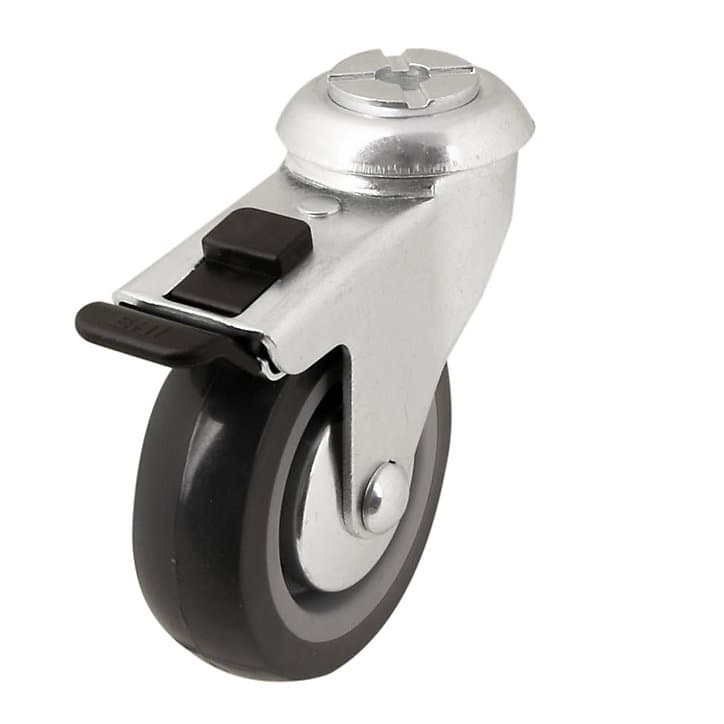 Roulette pivotante grise ø7.5 cm avec freins, charge max 60 kg
