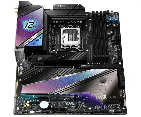 ASRock Phantom Gaming Z890 NOVA WIFI - Bundkort - ATX - LGA1851 sokkel - Z890 Chipset - USB4, USB-C 3.2 Gen 2x2, USB 3.2 Gen 2, USB 3.2 Gen 1 - 5 Gigabit Ethernet, Wi-Fi 7, Bluetooth - onboard grafik (CPU påkrævet) - HD Audio (8-kanaler)