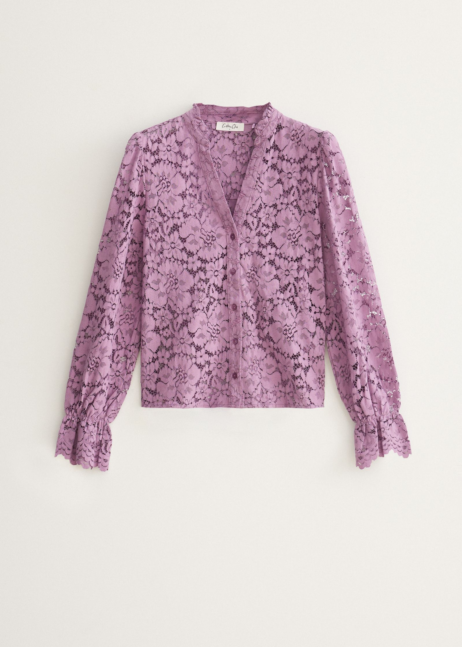 Kanten blouse met ruches