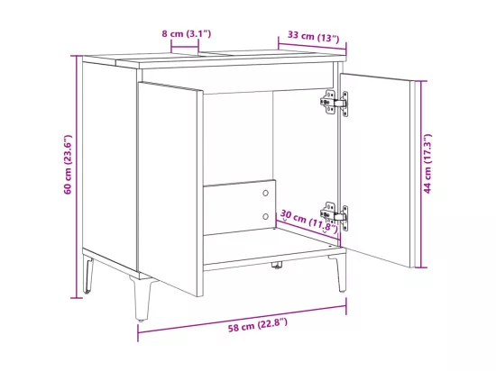 Meuble d'évier chêne sonoma 58x33x60 cm bois d'ingénierie