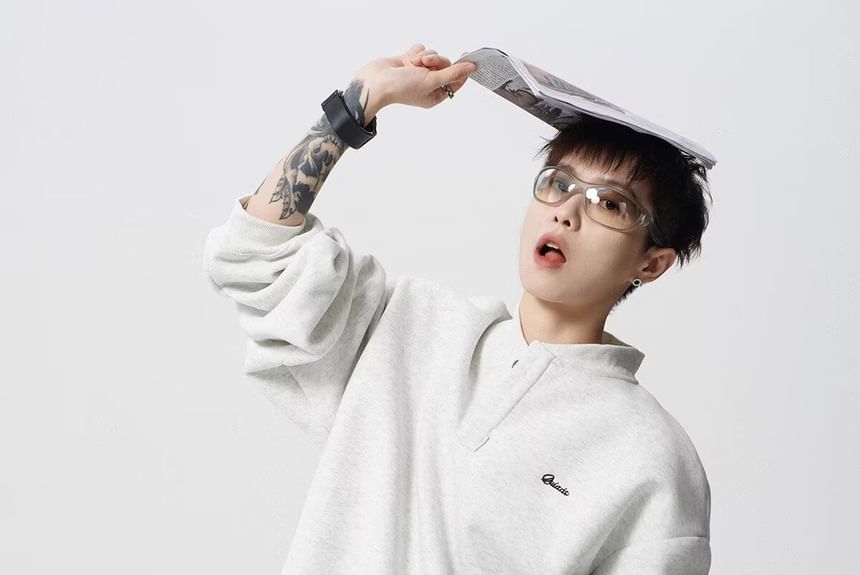 Ateso - Henley Letter Geborduurd Sweatshirt