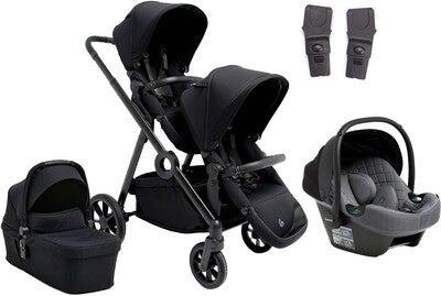 Beemoo Pro Multi 2 Søskenvogn inkl. Route i-Size Babybilstol, Coffee Black/Mineral Grey