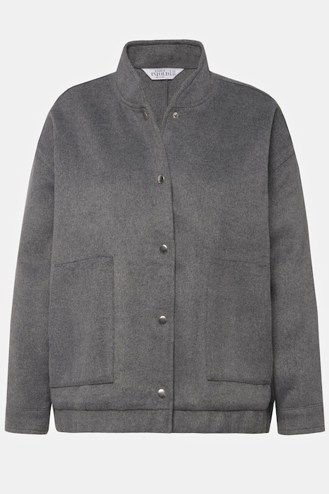 Blouson, oversized, Wolloptik, Collegekragen, elastischer Saum