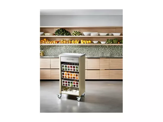 Desserte, chariot de cuisine – Vert Olive, Inox - 93*48*34cm - MOHER