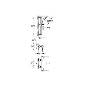 Grohe doucheset Quickfix Precision Flow met thermostaatkraan 1 stand chroom
