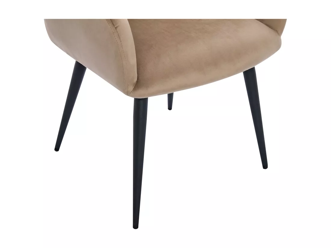 Lot de 6 chaises avec accoudoirs en velours et métal noir - Beige - LANSENA de Pascal Morabito