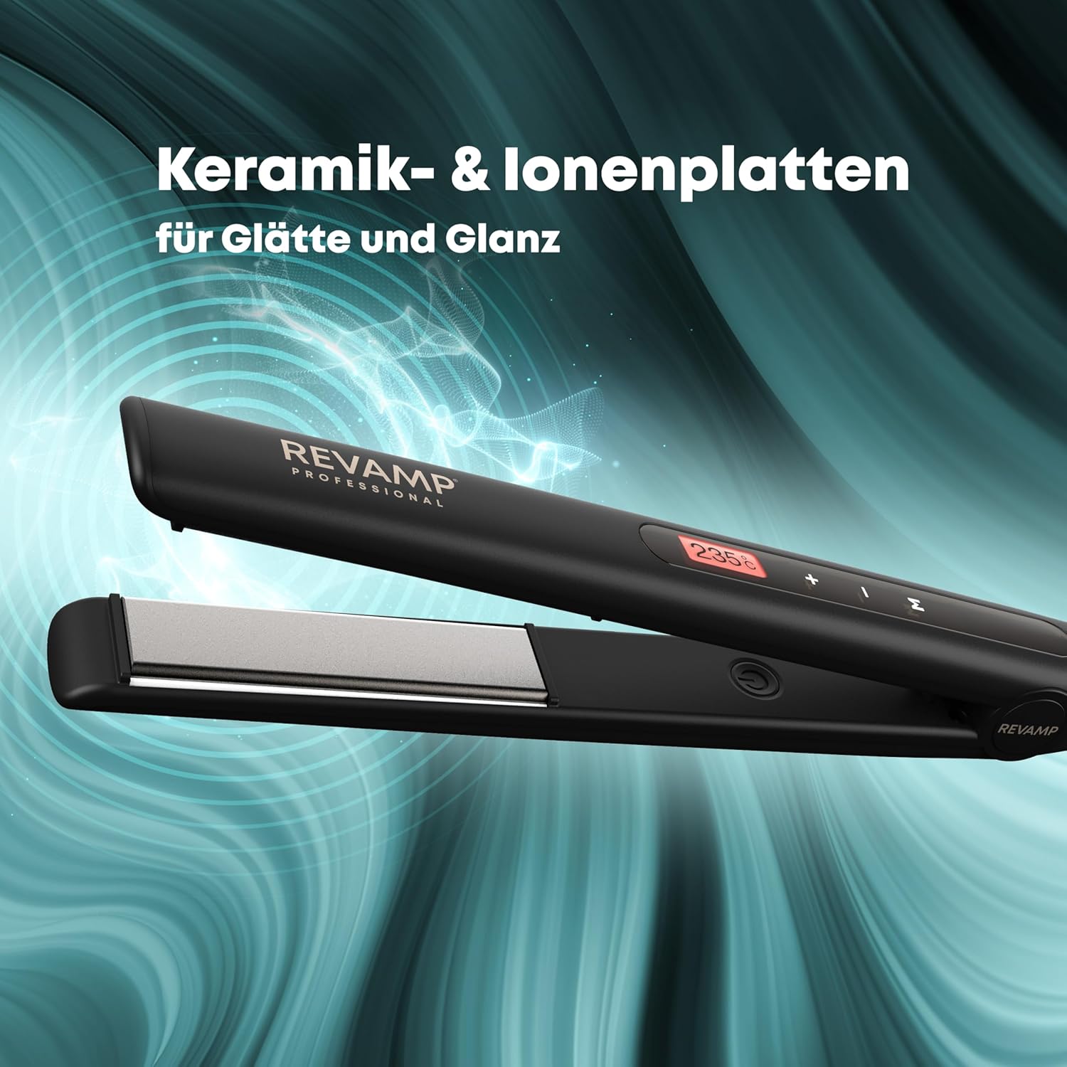 Revamp Progloss Touch Digital Keramik Glätteisen, für professionelles Glätten und Locken, mit optimaler Stylingtemperatur und Touch Temperaturkontrolle, 3m Kabel, mit Progloss Ölen angereichert
